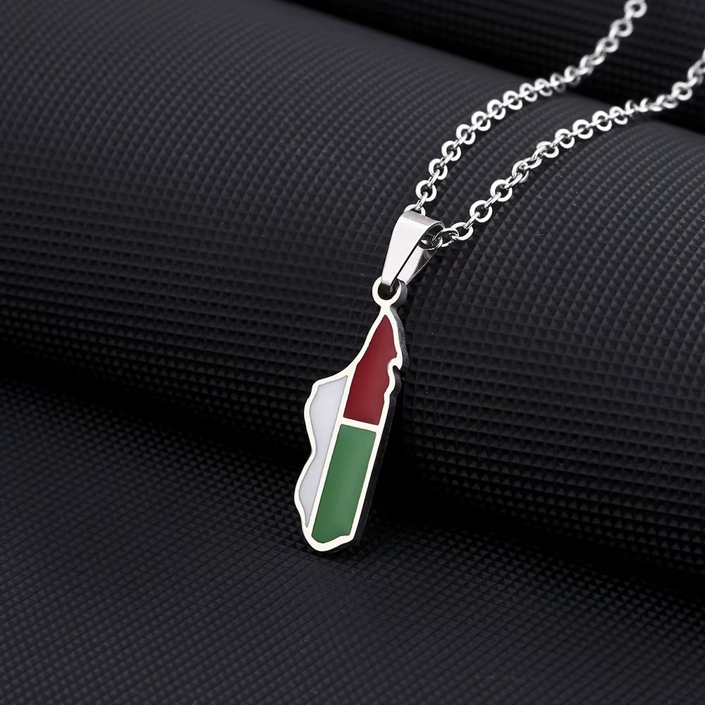 African Madagascar Map Flag Pendant Necklace Stainless Steel Gold/Silver Color Men Women Country Map Jewelry Gift