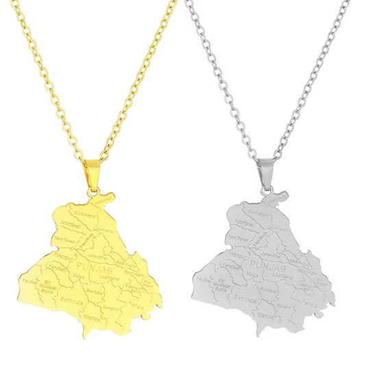Fashionable Map Necklace Adornment Trendy Punjab Map Pendant Neckchain Jewelry Ornament for British Culture Lovers