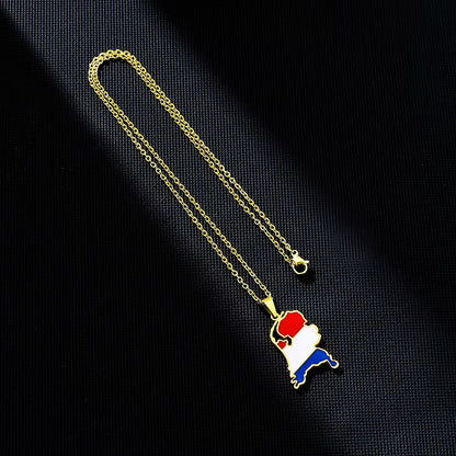 Netherlands Map Flag Pendant Necklace Stainless Steel Nederlanden Men Women Maps Jewelry Gift