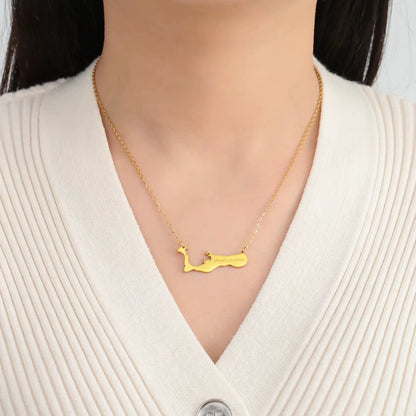GRAND CAYMAN Map Necklace Pendant Stainless Steel Chain Island Country Leisure Vacation Jewelry Gift
