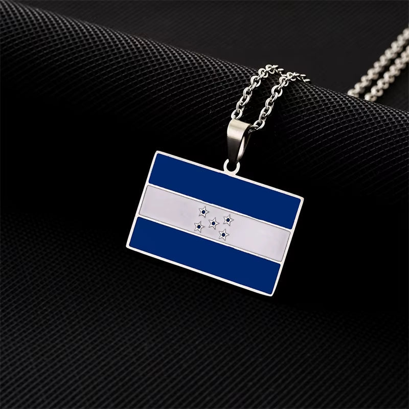 Honduran Flag Pendant Necklace in Gold Stainless Steel - Elegant Jewelry for Women, Ideal for Parties and Birthdays