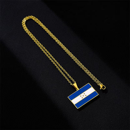 Honduran Flag Pendant Necklace in Gold Stainless Steel - Elegant Jewelry for Women, Ideal for Parties and Birthdays