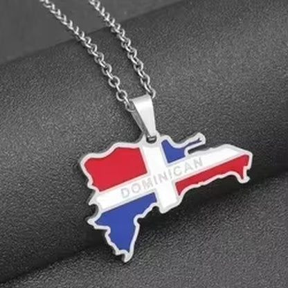Dominican Flag Map Pendant