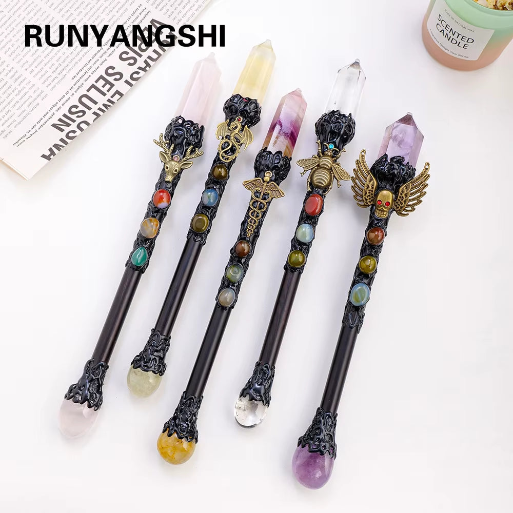 1PC Natural Amethyst Crystal Point Witch Wand Crystal Scepter Magic Wand Spirit Healing Gemstone Energy
