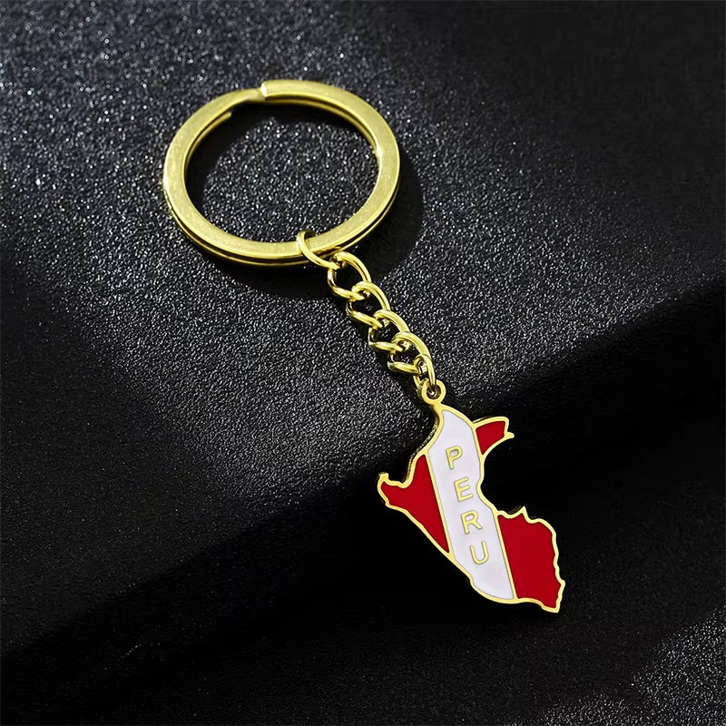 New Arrivals Peru Map with Flag Pendant Necklaces for Women Men Gold Color/Silver Color Map of Peru Jewelry Peruvian
