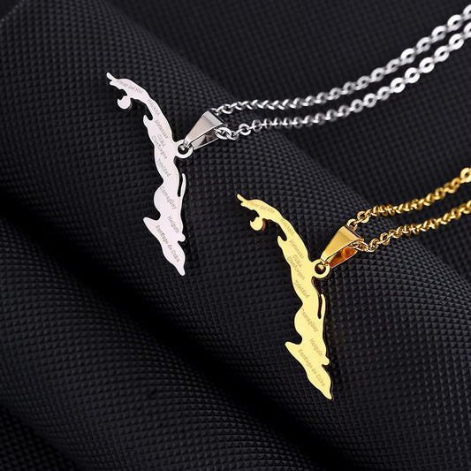 Fashion Cuba Map City Pendant Necklace Stainless Steel Gold Steel Color Men Women Ethnic Map Jewelry Gift