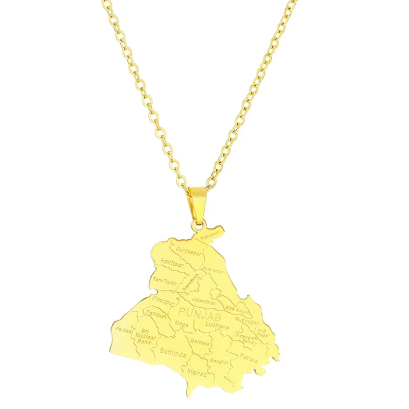 Fashionable Map Necklace Adornment Trendy Punjab Map Pendant Neckchain Jewelry Ornament for British Culture Lovers