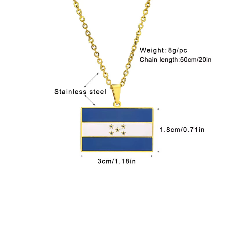 Honduran Flag Pendant Necklace in Gold Stainless Steel - Elegant Jewelry for Women, Ideal for Parties and Birthdays