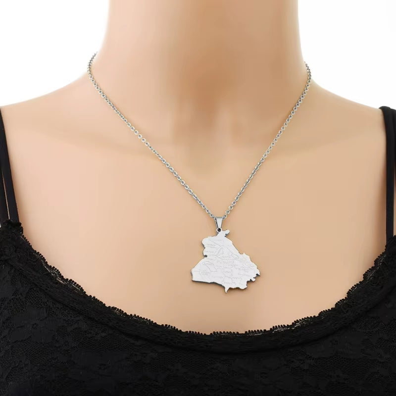 Fashionable Map Necklace Adornment Trendy Punjab Map Pendant Neckchain Jewelry Ornament for British Culture Lovers