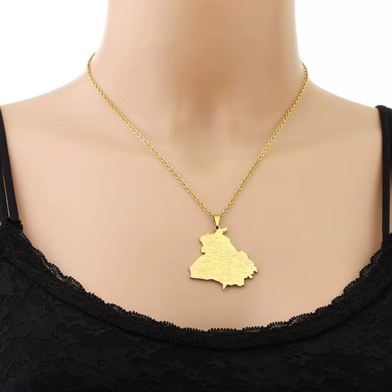 Fashionable Map Necklace Adornment Trendy Punjab Map Pendant Neckchain Jewelry Ornament for British Culture Lovers