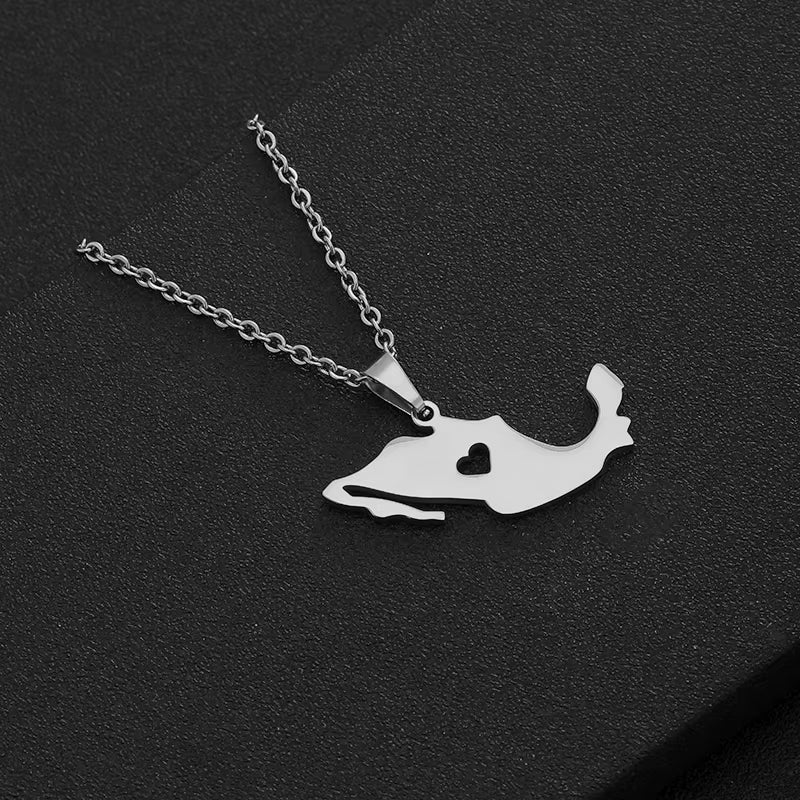 Mexico Map Pendant Necklace Stainless Steel Gold Silver Color Men Women Heart Charm Heart Country Maps Jewelry Gift