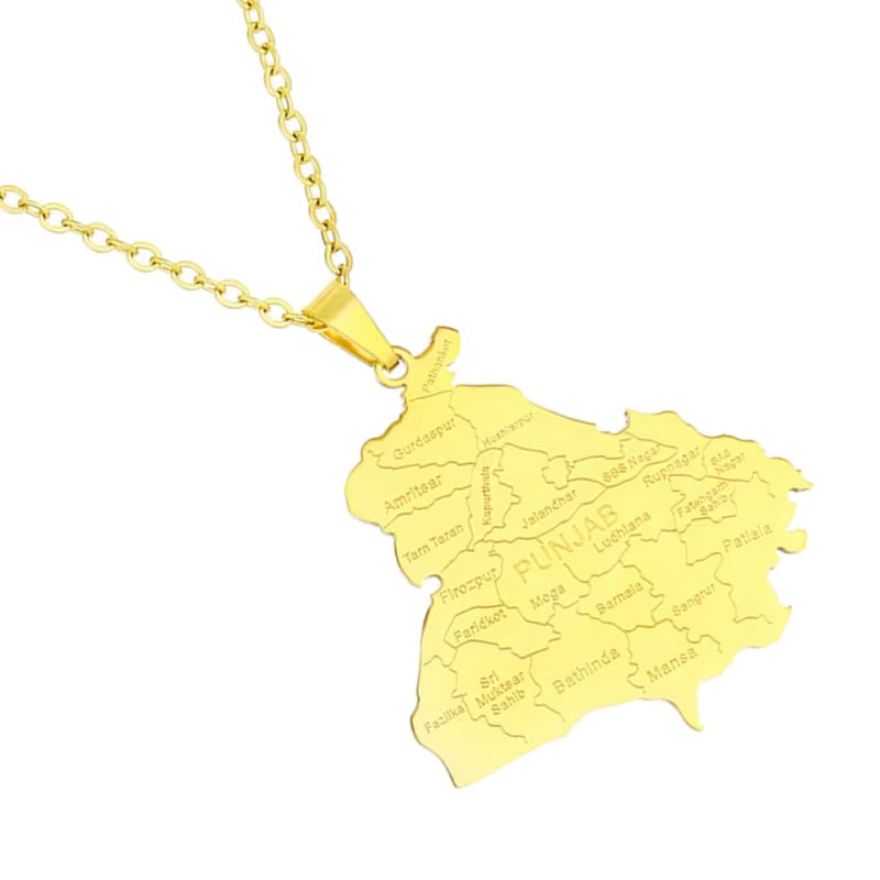 Fashionable Map Necklace Adornment Trendy Punjab Map Pendant Neckchain Jewelry Ornament for British Culture Lovers