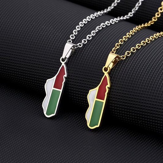 African Madagascar Map Flag Pendant Necklace Stainless Steel Gold/Silver Color Men Women Country Map Jewelry Gift