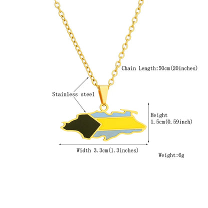 European and American Stainless Steel Bahamas Nassau Island Map and Flag Necklace Women'S Versatile Sweater Chain Geometric Cros