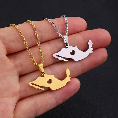 Mexico Map Pendant Necklace Stainless Steel Gold Silver Color Men Women Heart Charm Heart Country Maps Jewelry Gift