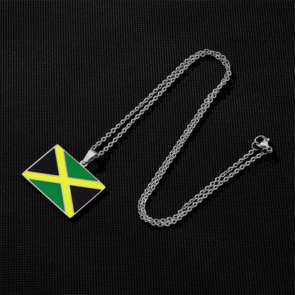 Jamaica Map Flag Pendant Necklace Stainless Steel Gold Silver Color Men Women Jamaican Map Ethnic Jewelry Gift