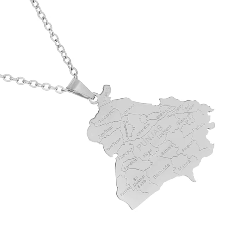 Fashionable Map Necklace Adornment Trendy Punjab Map Pendant Neckchain Jewelry Ornament for British Culture Lovers