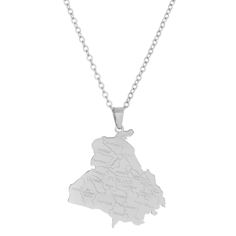 Fashionable Map Necklace Adornment Trendy Punjab Map Pendant Neckchain Jewelry Ornament for British Culture Lovers