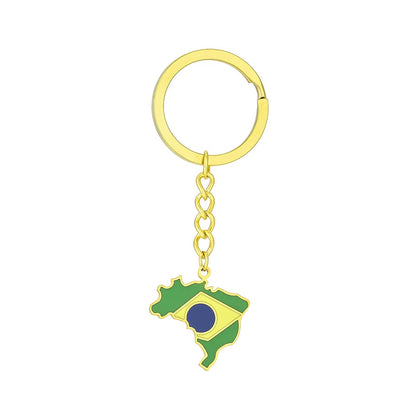 Fashion Brazil Map Flag Key Chain Stainless Steel Brazilians Men Women Maps Key Jewelry Gift