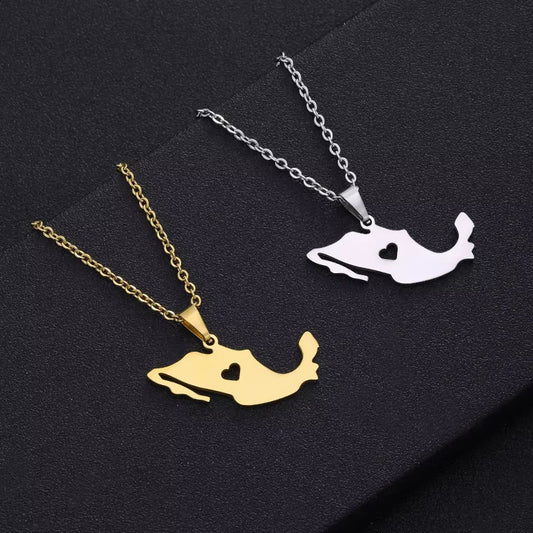 Mexico Map Pendant Necklace Stainless Steel Gold Silver Color Men Women Heart Charm Heart Country Maps Jewelry Gift