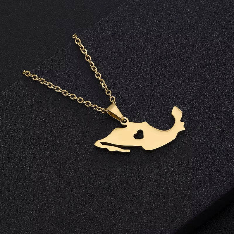 Mexico Map Pendant Necklace Stainless Steel Gold Silver Color Men Women Heart Charm Heart Country Maps Jewelry Gift
