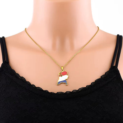 Netherlands Map Flag Pendant Necklace Stainless Steel Nederlanden Men Women Maps Jewelry Gift