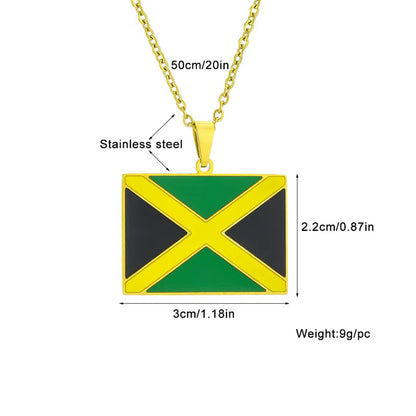 Jamaica Map Flag Pendant Necklace Stainless Steel Gold Silver Color Men Women Jamaican Map Ethnic Jewelry Gift
