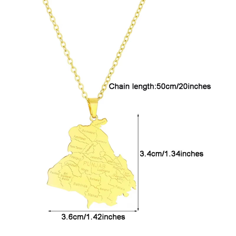 Fashionable Map Necklace Adornment Trendy Punjab Map Pendant Neckchain Jewelry Ornament for British Culture Lovers